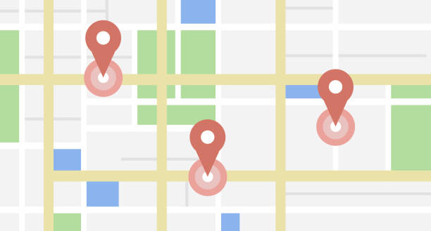 mapa miasta z niektórymi tagami lokalizacji - google stock illustrations