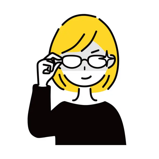 Vector illustration of Illustration of a woman wearing glasses.