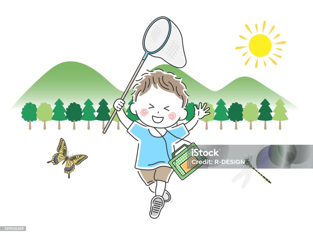 Vector Insect Catching Insect Catching Stock Illustration - Download Image Now - Butterfly ...
