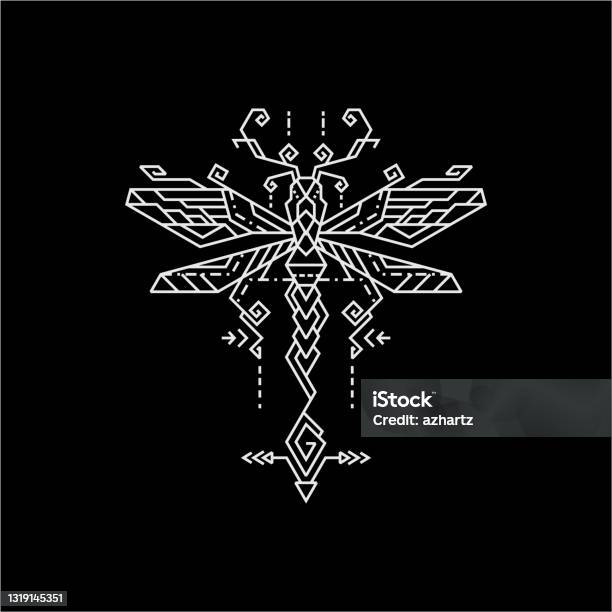 Geometric Dragonfly Pattern Geometry Illustration Line Dragonfly Stock Illustration - Download ...