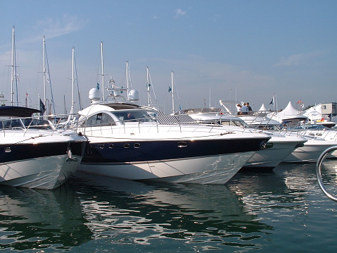 A couple of really expensive boats at the southampton boat show.