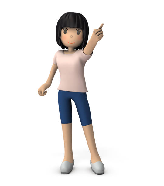 istock A young woman pointing at a goal. She has a white background. 3D rendering. 1319152411