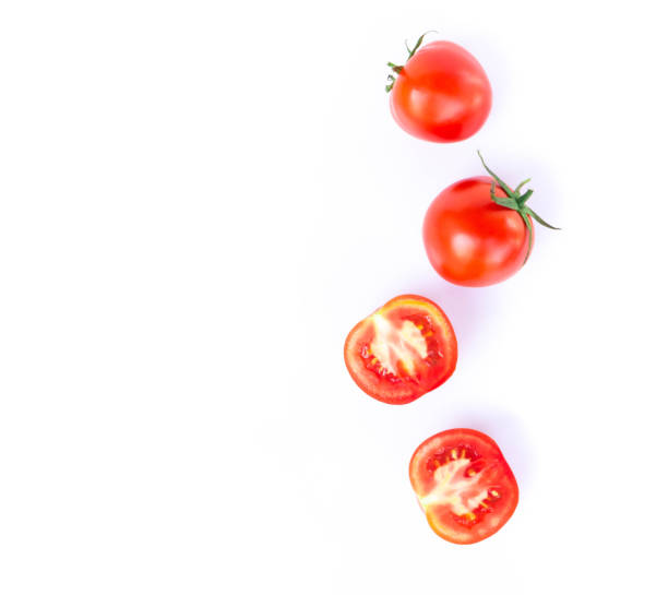 istock Top view, Fresh tomatoe isolated on white background, Raw food 1319157503