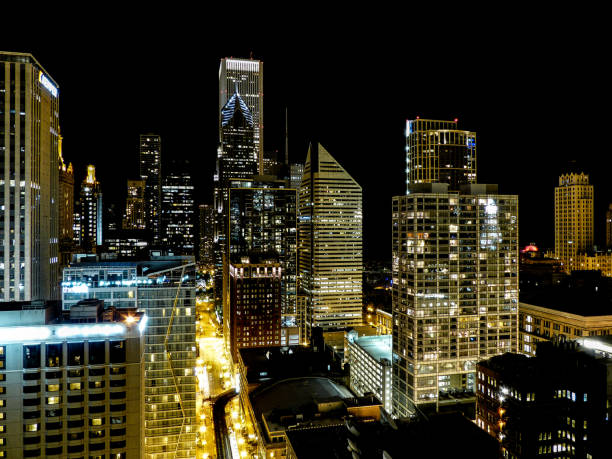 istock a view of Chicago skyline at night 1319158407
