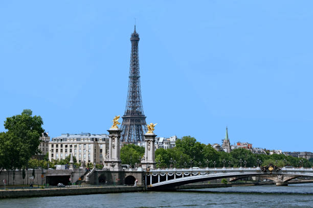 istock Paris skyline with River Seine and Alexander Bridge 1319158478