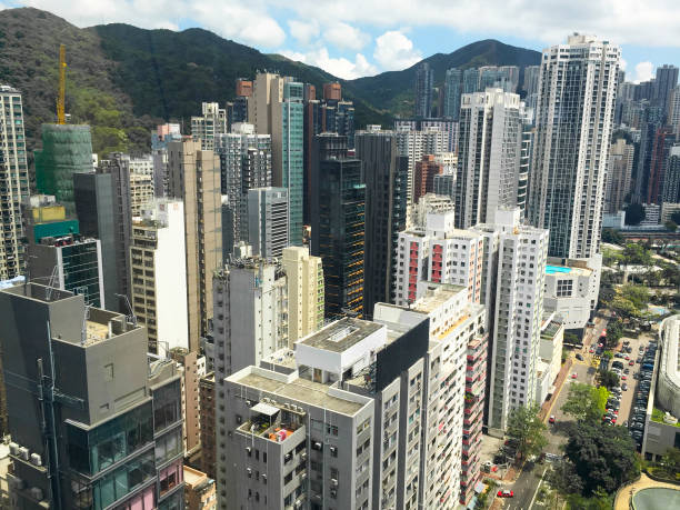 istock Hong Kong building with reflection. view from building window looking out. 1319159708