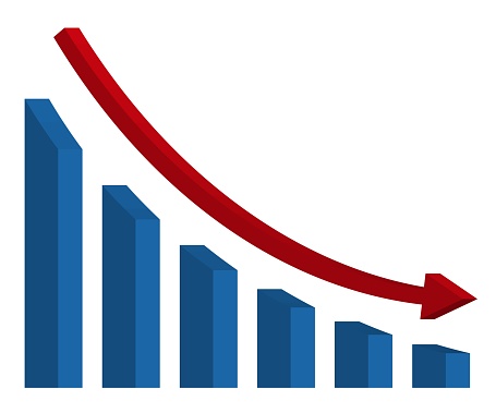 Graph With Decrease Report Diagram With Recession And Bankruptcy ...