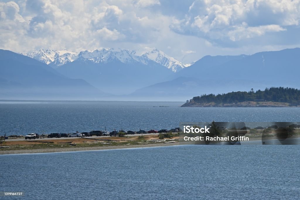 Olympic Mountains Esquimalt Lagoon, BC Beauty In Nature Stock Photo