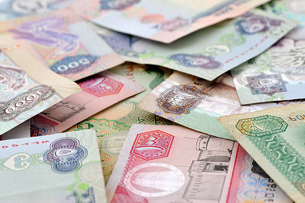 uae currency stock photo