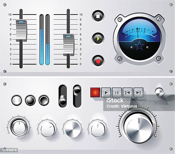 Analog Controls Interface Elements Set Vector Stock Illustration - Download Image Now - Blue, Clock Hand, Connection