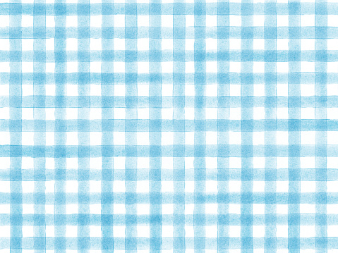 blue checkered watercolor illustration background.