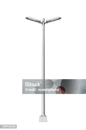 istock Street light pole isolated on a white background 1319176134