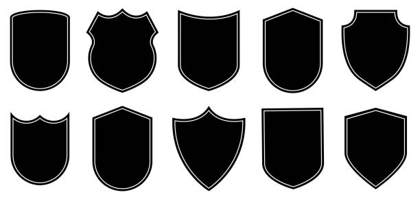istock Set of badge shape. Vector military shield silhouettes. 1319177042
