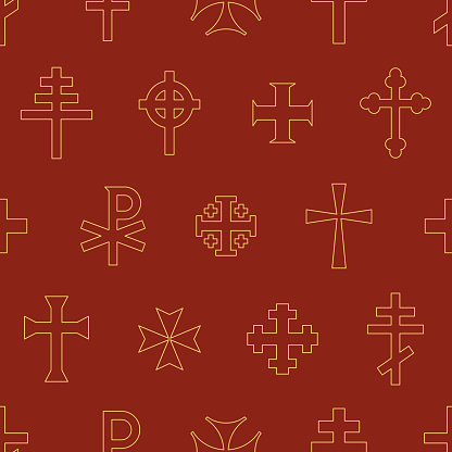 Seamless pattern with variants of Christian cross for your project