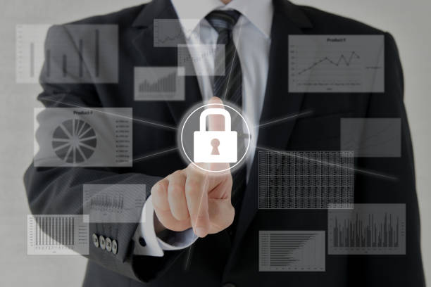 ビジネスマンと情報セキュリティイメージ - 保護 ストックフォトと画像