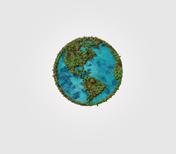 istock Green World Map- Forest and mountain shape of world map isolated on white background. 1319187207