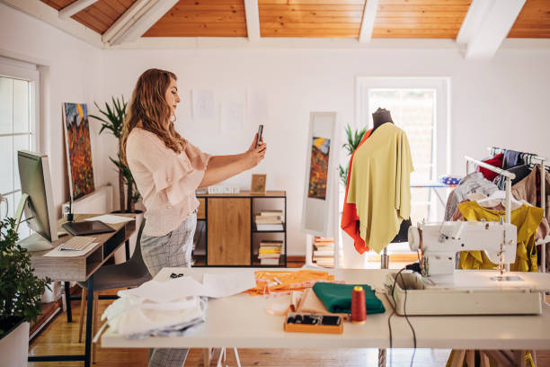 istock Female fashion designer working 1319188489