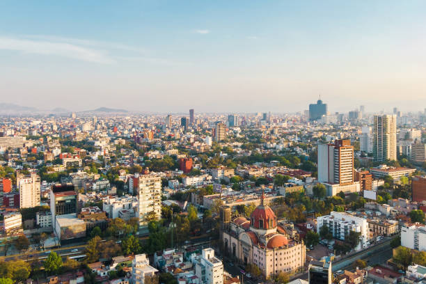 Daytime Aerial View of Mexico City, Mexico stock photo