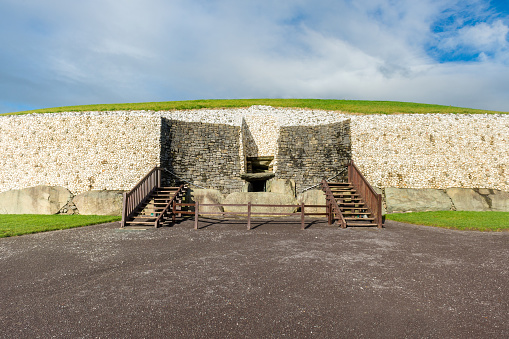 County Meath, Ireland - 12th November 2014: Brú na Bóinne or Boyne valley tombs, is an area in County Meath, Ireland, located in a bend of the River Boyne.