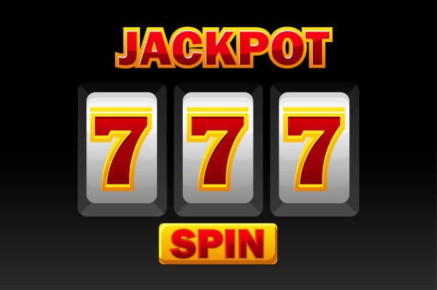 istock 777 symbol, black slot machine jackpot background for ui game. 1319193090