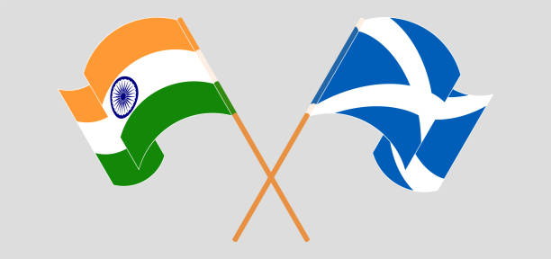 インドとスコットランドの旗を振って渡る - hindustani点のイラスト素材／クリップアート素材／マンガ素材／アイコン素材