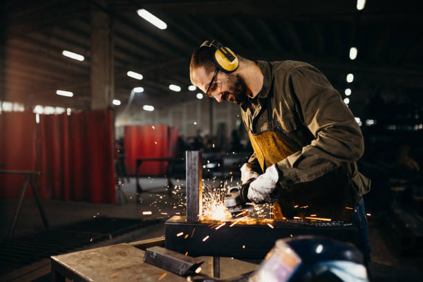 istock Welder working in a factory 1319195596