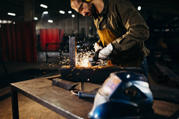 istock Welder working in a factory 1319195807