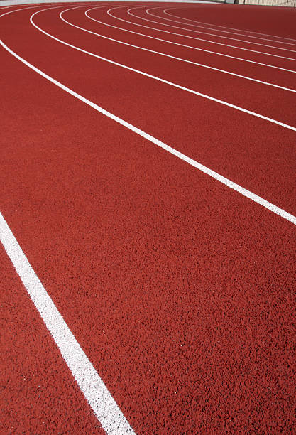 istock Lanes of a Red Running Track 131919824