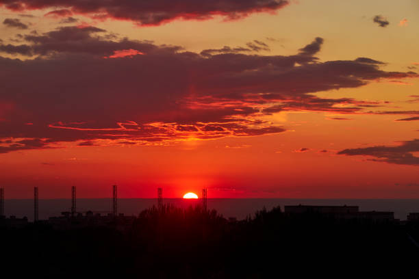 istock background of red dramatic beautiful sunset over the city 1319206393