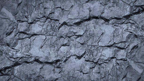 istock Gray rock texture with cracks. Stone wall background with copy space for text and design. Wide banner. 1319206597