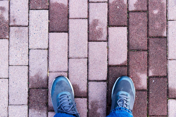 istock top view of feet on cobblestones path 1319209789