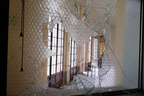 istock broken window in a abandoned hospital. Interior architecture of old building 1319213493