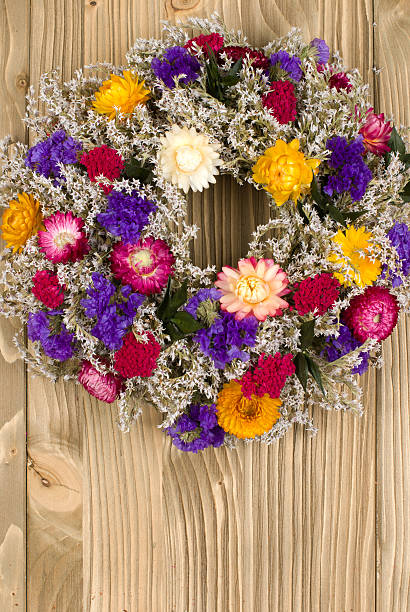 istock Autumn wreath with dried flowers 131922160