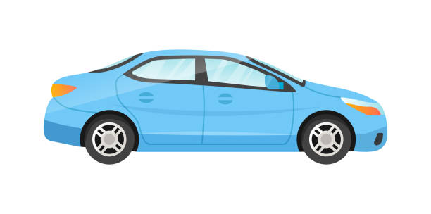 наклейка синего седана на белом фоне - sedan car isolated white stock illustrations