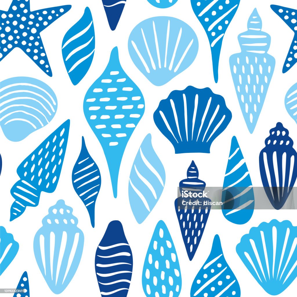 Shell Patterns Seashells Seamless Pattern Stock Illustration - Download Image Now ...