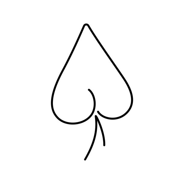 스페이드 또는 하트의 하트, 잎, 카드 슈트의 로고 - cards heart suit heart shape poker stock illustrations