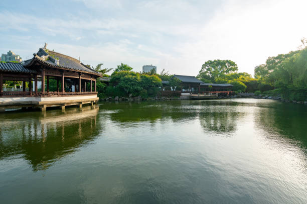 istock Beautiful moon lake park in Ningbo, China 1319236182