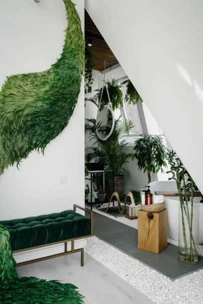 istock Bathroom with relax area and green plants 1319240065