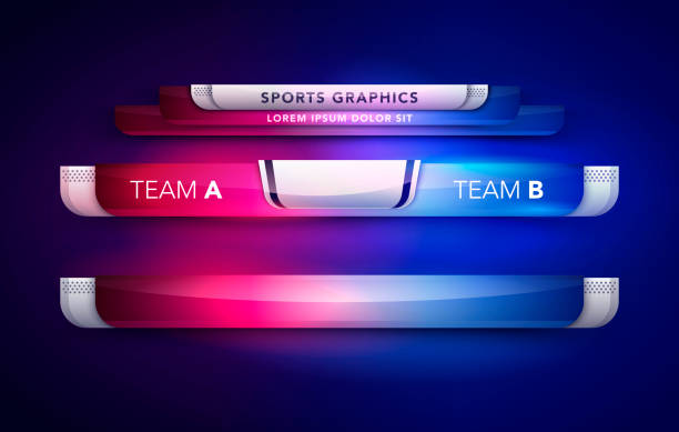 illustrations, cliparts, dessins animés et icônes de vector illustration scoreboard team a vs team b broadcast graphic and lower thirds template for sport, soccer and football - scoring