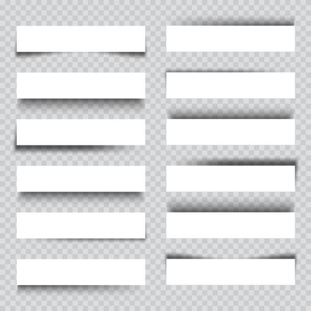 istock Set of white blank paper scraps with shadows. Page dividers on checkered background. Realistic transparent shadow effect. Element for design. Vector illustration 1319246331