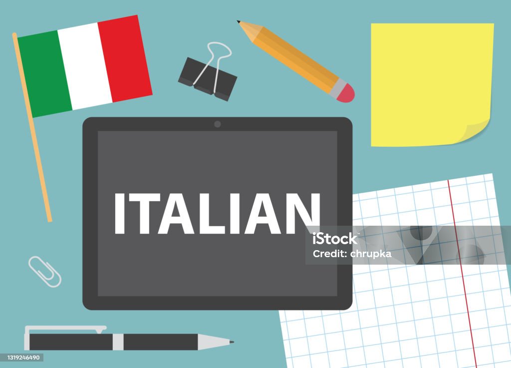 Italian Study Computer Screen Italian Written On Tablet Screen Learning Language Concept Stock ...