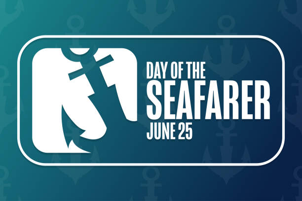 Day of the Seafarer. June 25. Holiday concept. Template for background, banner, card, poster with text inscription. Vector EPS10 illustration. Day of the Seafarer. June 25. Holiday concept. Template for background, banner, card, poster with text inscription. Vector EPS10 illustration anchor vessel part stock illustrations