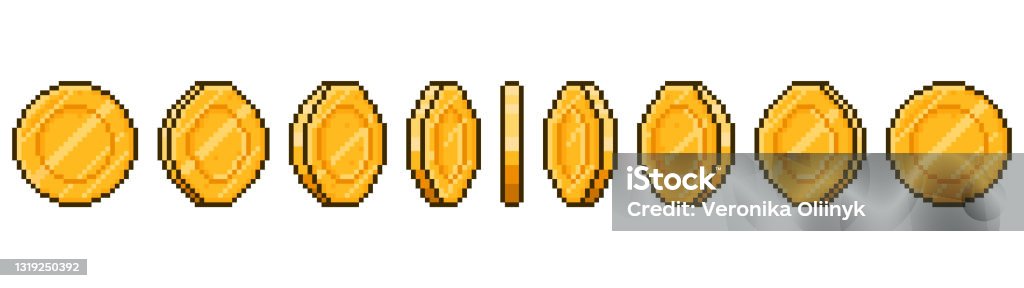 Pixel Art Coin Animation Game Ui Golden Coins Rotation Stages Pixel Game  Money Animated Frames Vector Illustration Gold 8 Bit Coins Animation Stock  Illustration - Download Image Now - iStock
