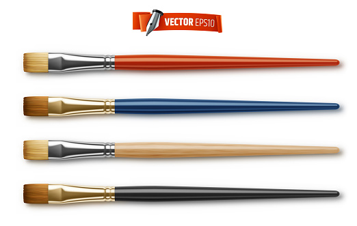 Vector Realistic Paintbrushes Stock Illustration - Download Image Now ...