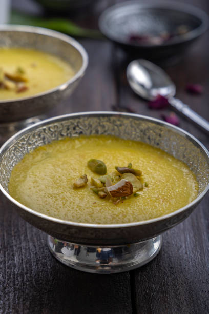 istock mango-flavored Phirni served in metal bowls 1319252364