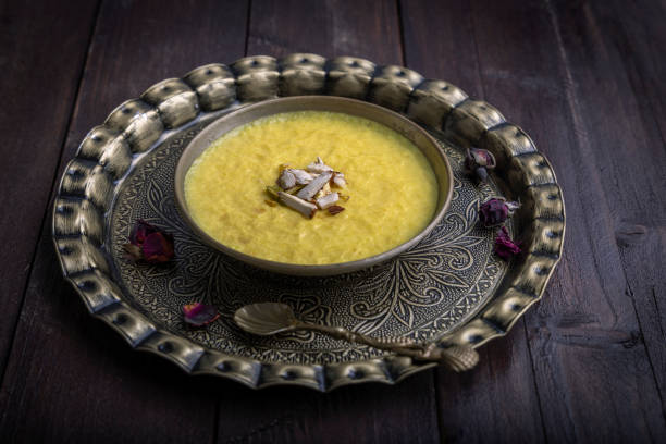 istock mango-flavored Phirni served in metal antique plates 1319252717
