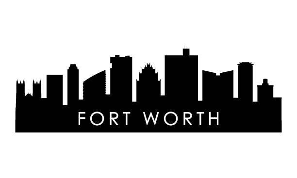 Fort Worth skyline silhouette. Black Fort Worth city design isolated on white background. Fort Worth skyline silhouette. Black Fort Worth city design isolated on white background. fort worth stock illustrations