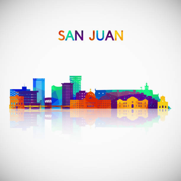 San Juan skyline silhouette in colorful geometric style. Symbol for your design. Vector illustration. San Juan skyline silhouette in colorful geometric style. Symbol for your design. Vector illustration. puerto rico stock illustrations