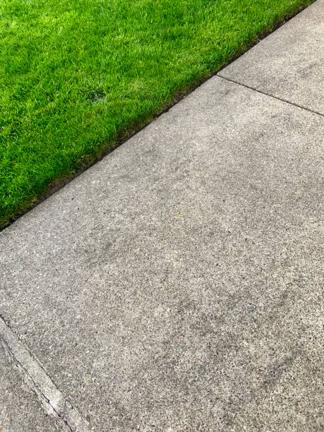 istock Neatly Edged Lawn next to Older Sidewalk 1319264352