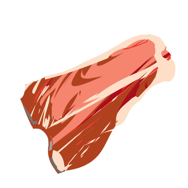 illustrazioni stock, clip art, cartoni animati e icone di tendenza di icona taglio bistecca t-bone macelleria su sfondo bianco - steak meat t bone steak raw